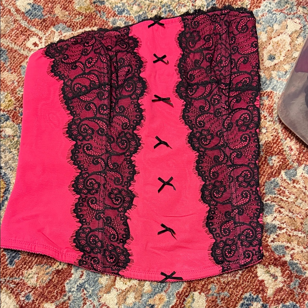 Cacique Black Lace and Pink Bandeau